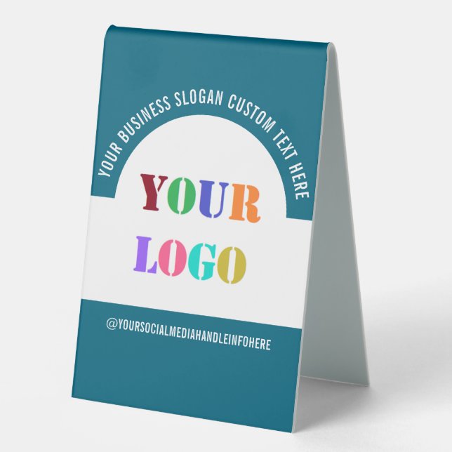 Custom Company Logo Text Name Table Tent Sign (Front)
