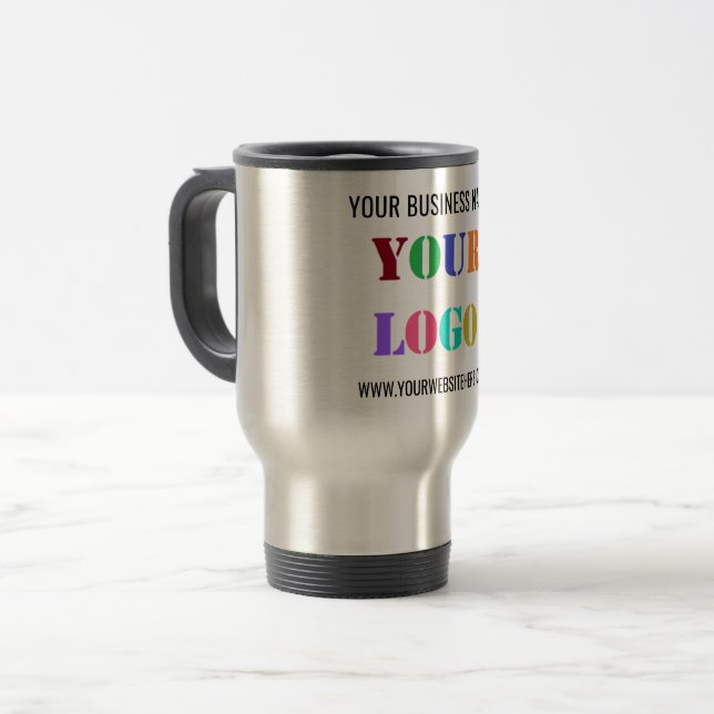 Custom Company Logo Text Personalised Travel Mug (Front Left)