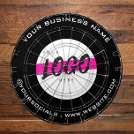 Custom Company Logo Text Promotional B&W  Dartboard<br><div class="desc">Perfect promotional product for your corporate events,  giveaways to advertise your brand!
The design has a logo and custom texts such as website ,  tagline ,  social media 
The product  has a black and white theme.
Personalise for your needs fully and message me for any help.</div>