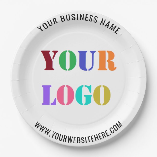 Custom Company Logo Text Promotional Paper Plates (Front)