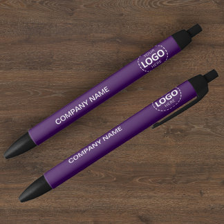 Custom Company Logo & Text Purple Pen