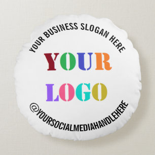 Custom Company Logo Text Round Pillow Template