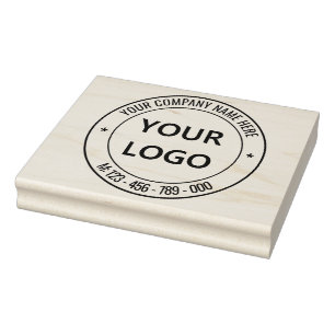 Custom Company Logo Text Round Rubber Stamp