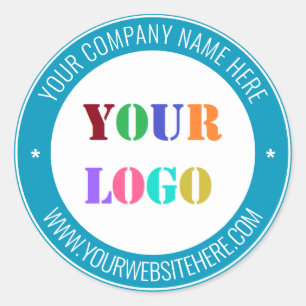 Custom Company Logo Text Round Sticker Your Colour