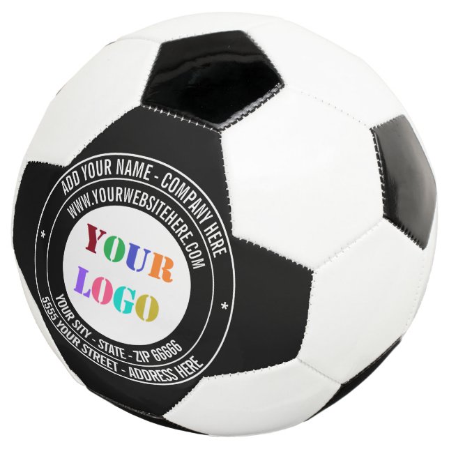 Custom Company Logo Text Soccer Ball Example (Three Quarter)