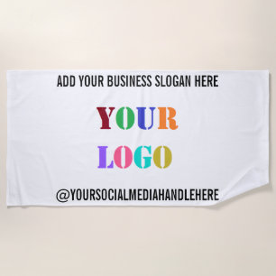 Custom Company Logo Text Social Media Beach Towel
