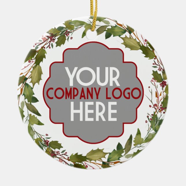 Custom Company Logo Thank You Appreciation Holiday Ceramic Tree Decoration (Front)
