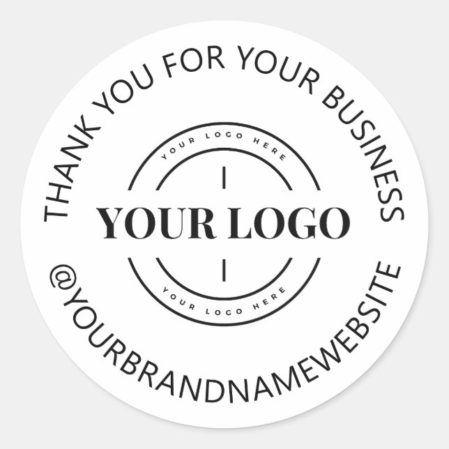 Custom Company Logo Thank You For Your Business Classic Round Sticker (Front)