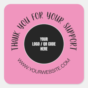 Custom Company Logo Thank You For Your Support Square Sticker