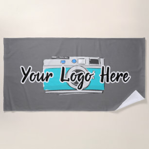 Custom Company Logo Use Own Business Grey Beach Towel