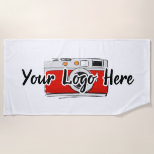 Custom Company Logo Use Own Business Logo White Beach Towel