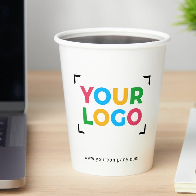 Custom Company Logo Website Branded White Paper Cups (Creator Uploaded)