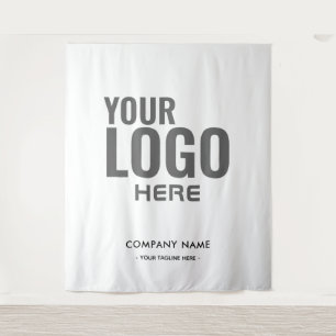 Custom Company Logo White Backdrop For Events Tapestry