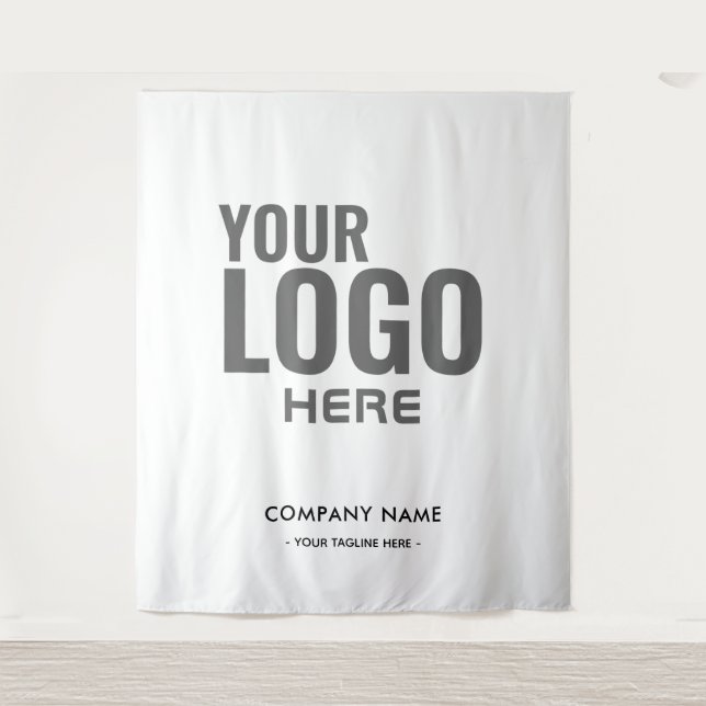 Custom Company Logo White Backdrop For Events Tapestry (Front)