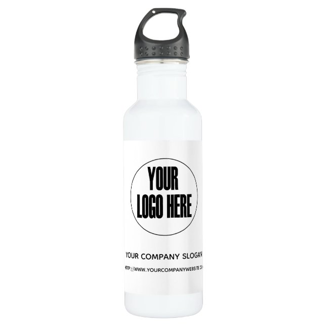 Custom Company Logo White Black 710 Ml Water Bottle (Front)