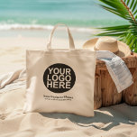 Custom Company Logo With Business Slogan Large Tote Bag<br><div class="desc">Custom Company Logo With Business Slogan Large Large Tote Bag</div>