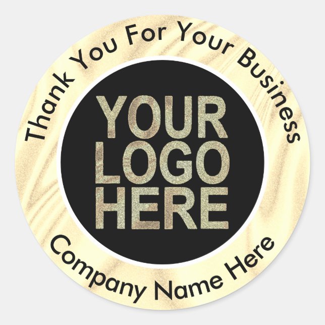 Custom Company Logo With Text Holographic Classic Round Sticker (Front)