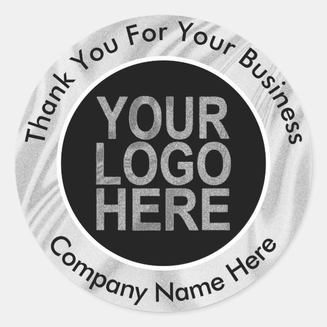 Custom Company Logo With Text Holographic Classic Round Sticker (Front)
