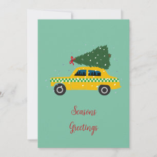 Custom Company Logo Yellow Cab Taxi Business Holiday Card
