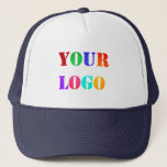 Custom Company Logo Your Business Trucker Hat<br><div class="desc">Trucker Hat with Your Logo or Photo / QR Code or Text Promotional Business or Modern Personal Trucker Hats / Gift - Add Your Logo - Image - Photo or QR Code / or Text / Information - Resize and move elements with Customisation tool. Choose colours ! ( Select your...</div>