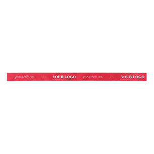 Custom Company My Logo and Website Christmas Red Satin Ribbon