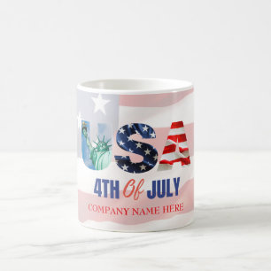 Custom Company Name 4th Of July Patriotic USA Flag Coffee Mug