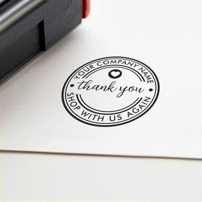 Custom Company Name Heart Symbol Thank You Message Self-inking Stamp (Creator Uploaded)