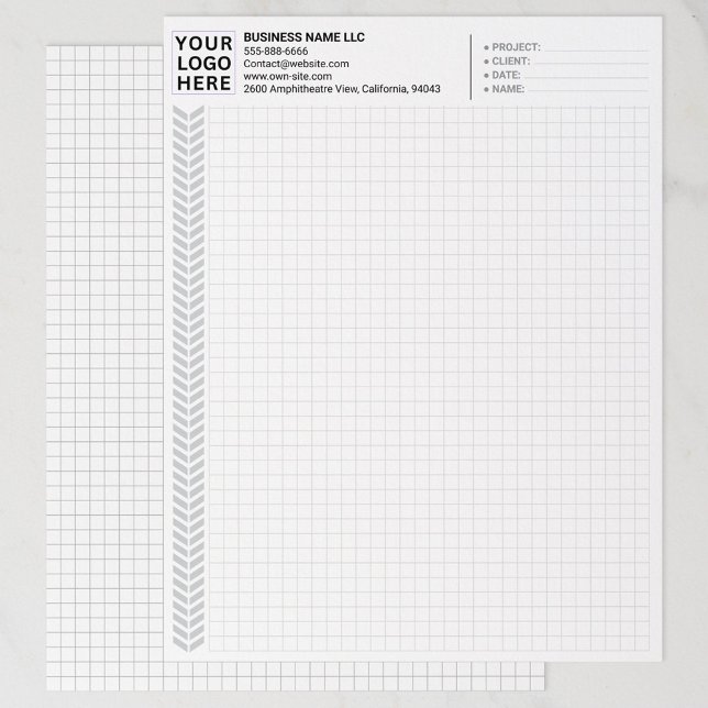 Custom Company Name & Logo | Graph Paper Sheets  Letterhead (company logo on grid paper, bulk custom graph papers)