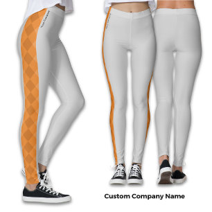 Custom Company Name Orange Accents Grey Leggings
