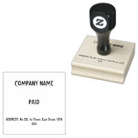 Custom Company Name PAID and Address Text blue ink