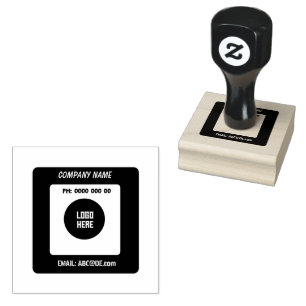 Custom Company Name Phone Email with Logo Printed  Rubber Stamp