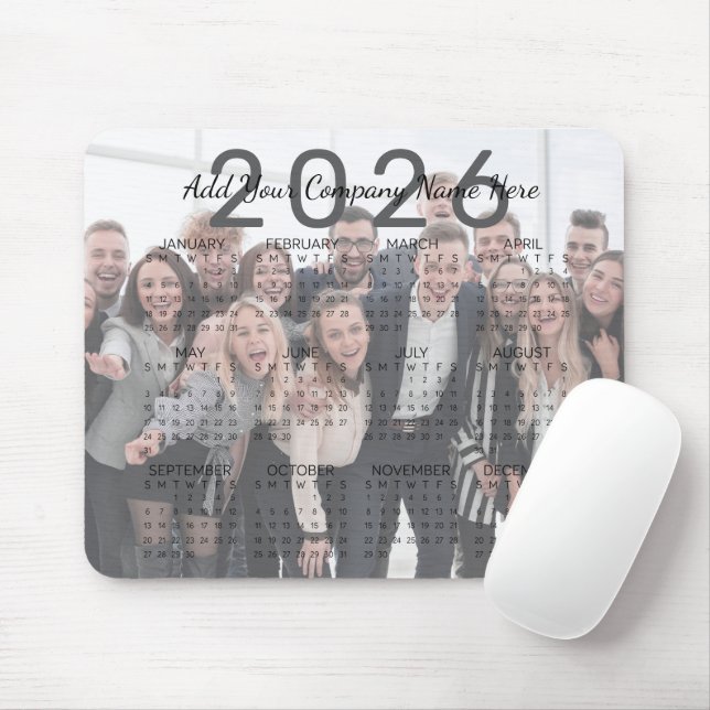 Custom Company Name & Photo 2026 Calendar Mouse Mat (With Mouse)