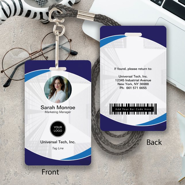 Custom Company Photo Logo Bar Code Security ID Badge (Creator Uploaded)