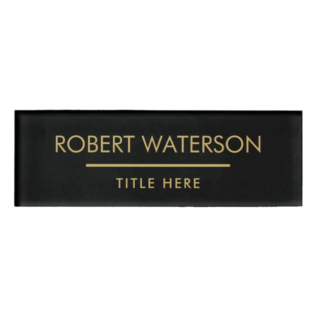 Custom Company Professional Business Logo Black  Name Tag (Front)