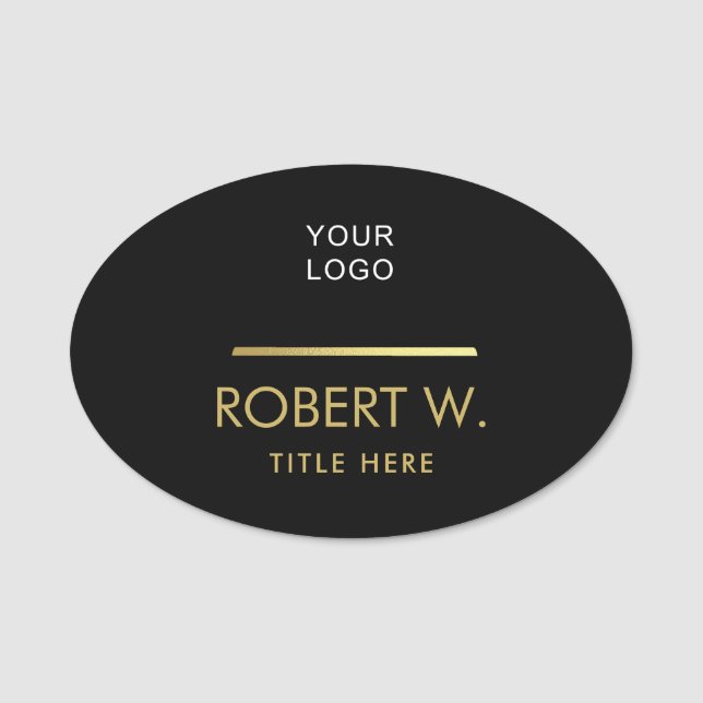 Custom Company Professional Business Logo Black  Name Tag (Front)
