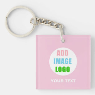 Custom Company Professional Business Logo Pink Key Ring