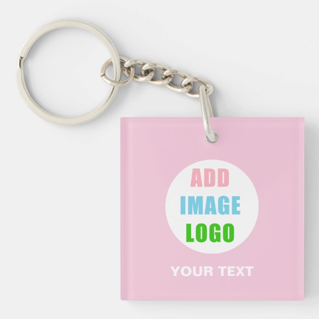 Custom Company Professional Business Logo Pink Key Ring (Front)