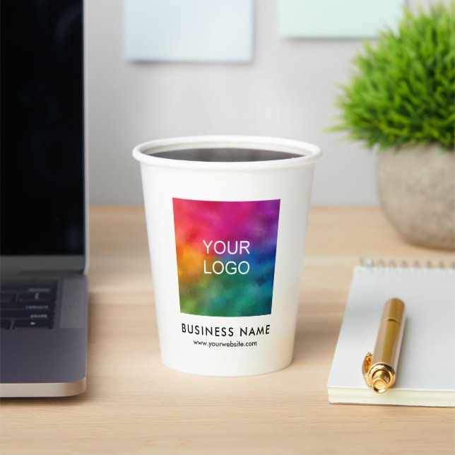 Custom Company Small Business Logo Here Template Paper Cups (Insitu)