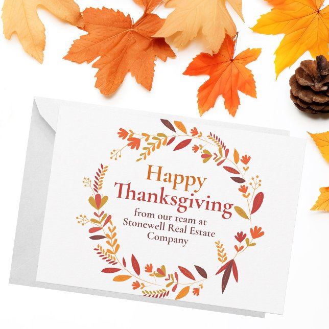 Custom Company Thanksgiving Beautiful Autumn Leaf Card (Creator Uploaded)
