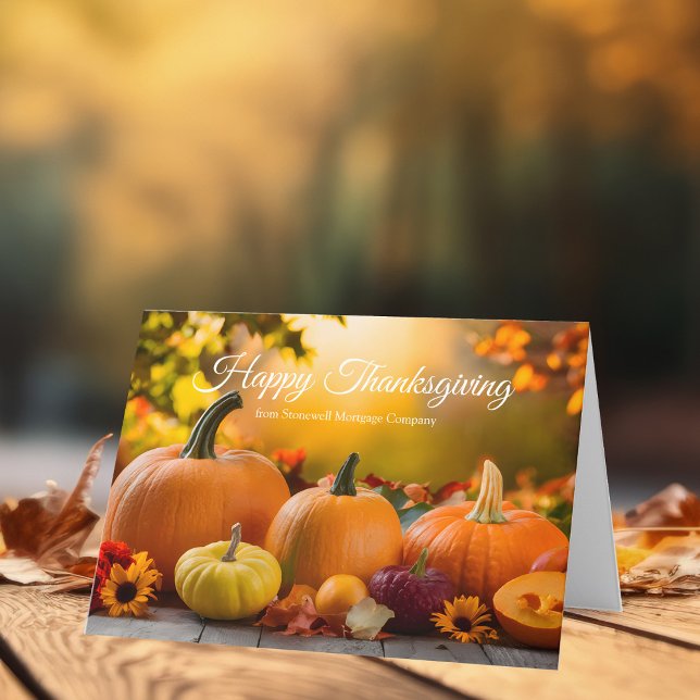Custom Company Thanksgiving Marketing Fall Pumpkin Holiday Card (Creator Uploaded)