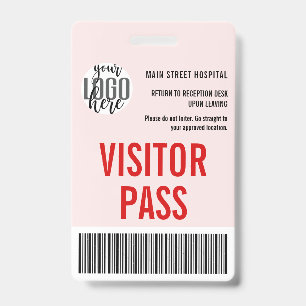 Custom Company Visitor Pass Barcode Logo ID Badge