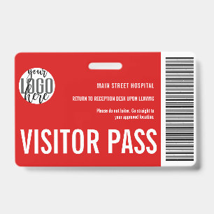 Custom Company Visitor Pass Barcode Logo ID Badge