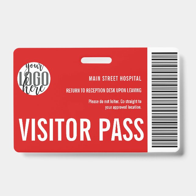 Custom Company Visitor Pass Barcode Logo ID Badge (Front)