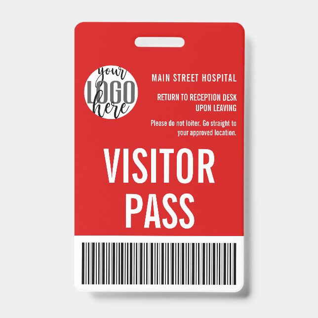 Custom Company Visitor Pass Barcode Logo ID Badge (Front)