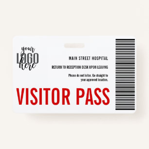 Custom Company Visitor Pass Barcode Logo ID ID Badge