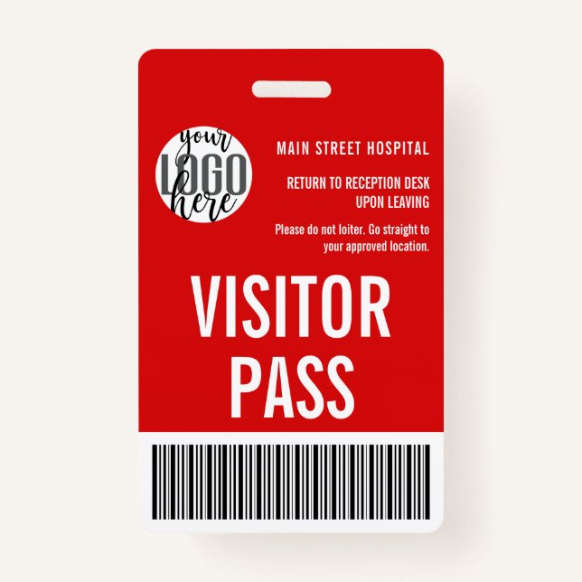 Custom Company Visitor Pass Barcode Logo ID ID Badge (Front)