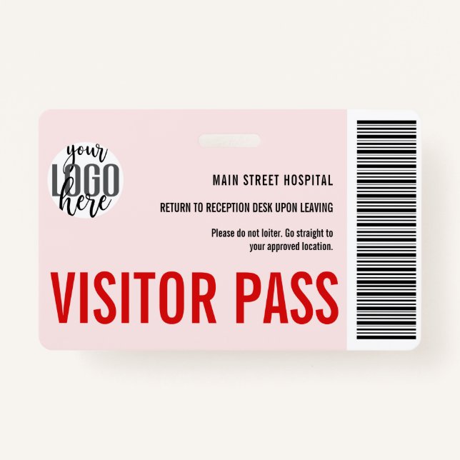 Custom Company Visitor Pass Barcode Logo ID ID Badge (Front)