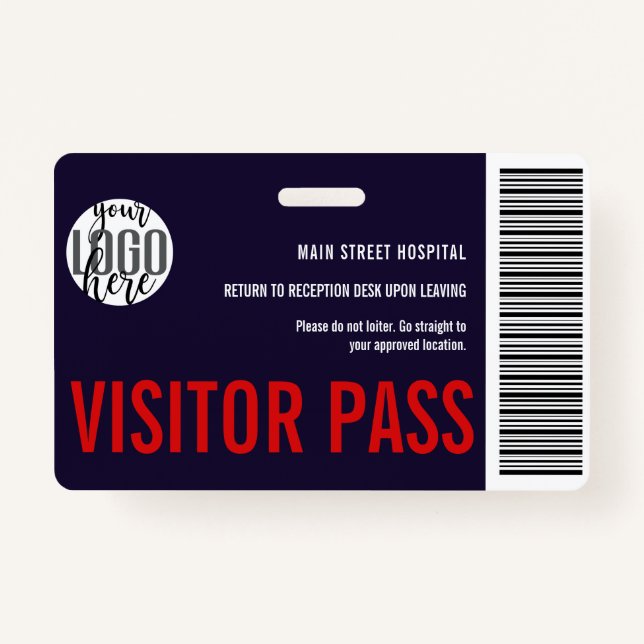 Custom Company Visitor Pass Barcode Logo ID ID Badge (Front)