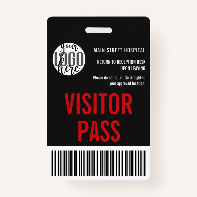 Custom Company Visitor Pass Barcode Logo ID ID Badge (Front)