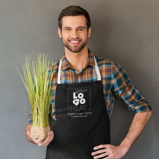 Custom Company White Logo on Black Staff Uniform Apron (Creator Uploaded)